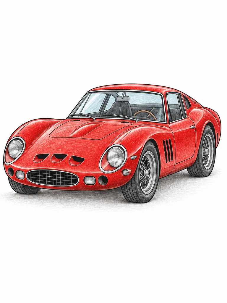 페라리 250 GTO 색연필 밑색 자동차 참고 이미지