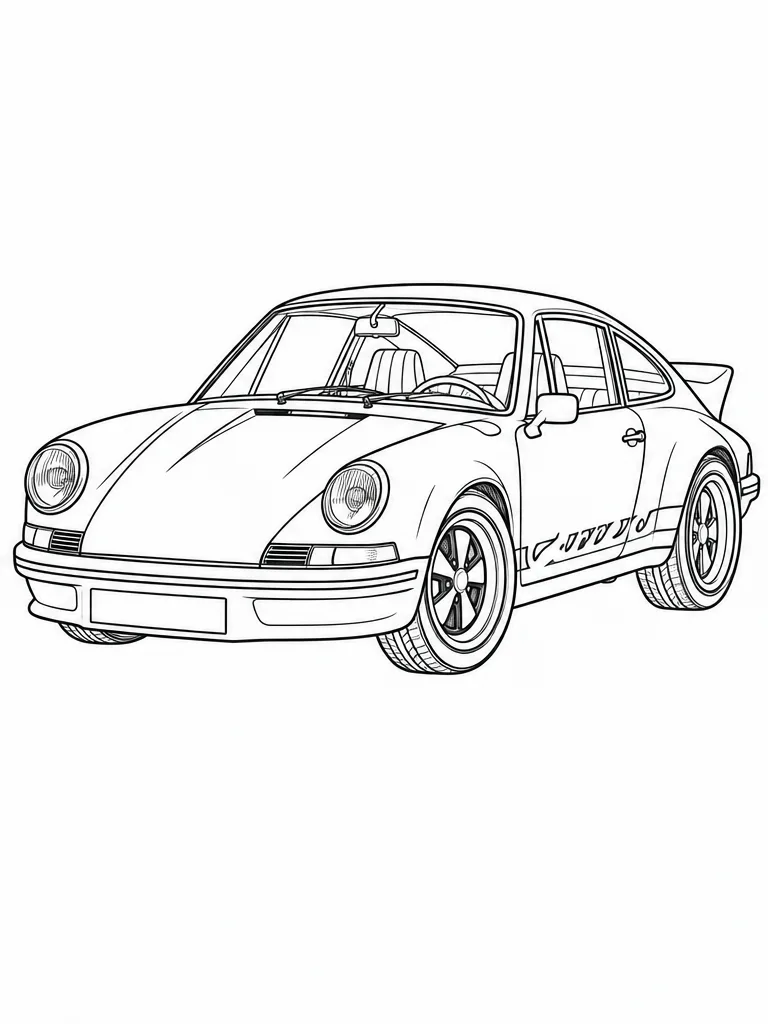 포르쉐 911 카레라 RS 2.7 흑백 자동차 색칠공부 선화
