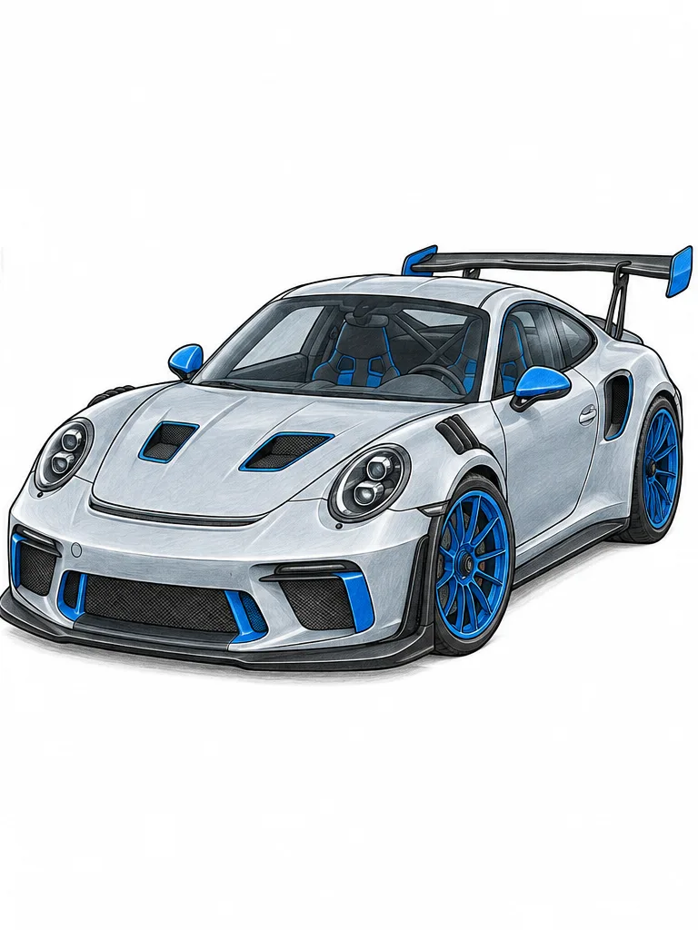 포르쉐 911 GT3 RS 슈퍼카 색연필 컬러 색칠 참고 이미지