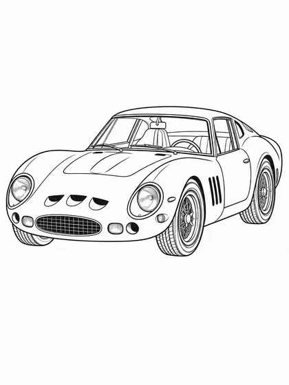 Black-and-white Ferrari 250 GTO printable car coloring page line art