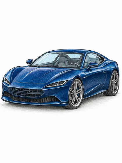 Ferrari Roma colored-pencil base-color reference image