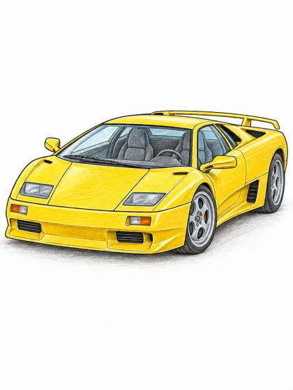 Lamborghini Diablo VT colored-pencil base-color reference image