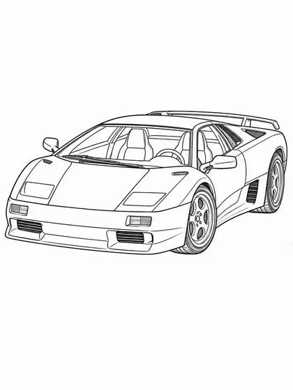 Black-and-white Lamborghini Diablo VT printable car coloring page line art
