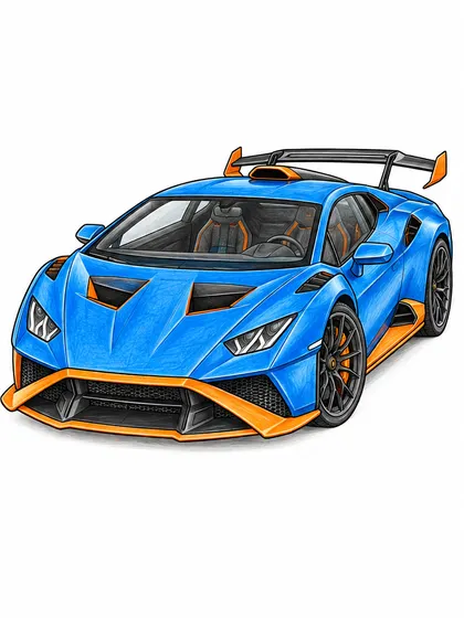 Lamborghini Huracan STO colored-pencil supercar coloring reference