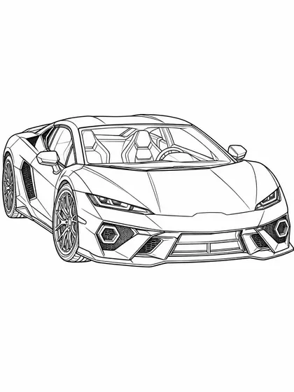 Lamborghini Temerario black-and-white printable supercar coloring page line art