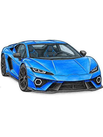 Lamborghini Temerario colored-pencil supercar coloring reference