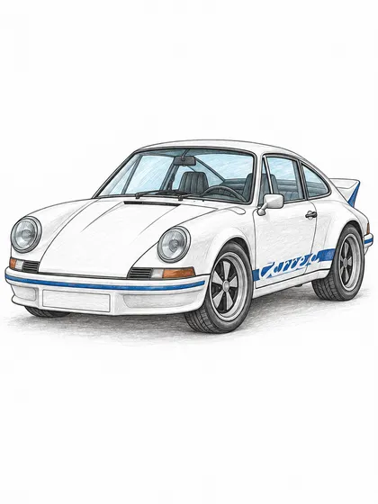 포르쉐 911 카레라 RS 2.7 색연필 밑색 자동차 참고 이미지
