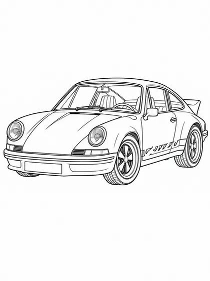 포르쉐 911 카레라 RS 2.7 흑백 자동차 색칠공부 선화