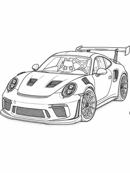 포르쉐 911 GT3 RS 슈퍼카 흑백 선화 색칠공부 도안