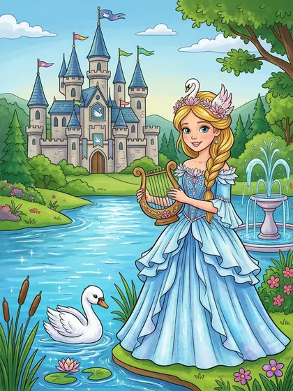 Color reference of Princess Aria in lake blue, pearl white, silver, soft turquoise