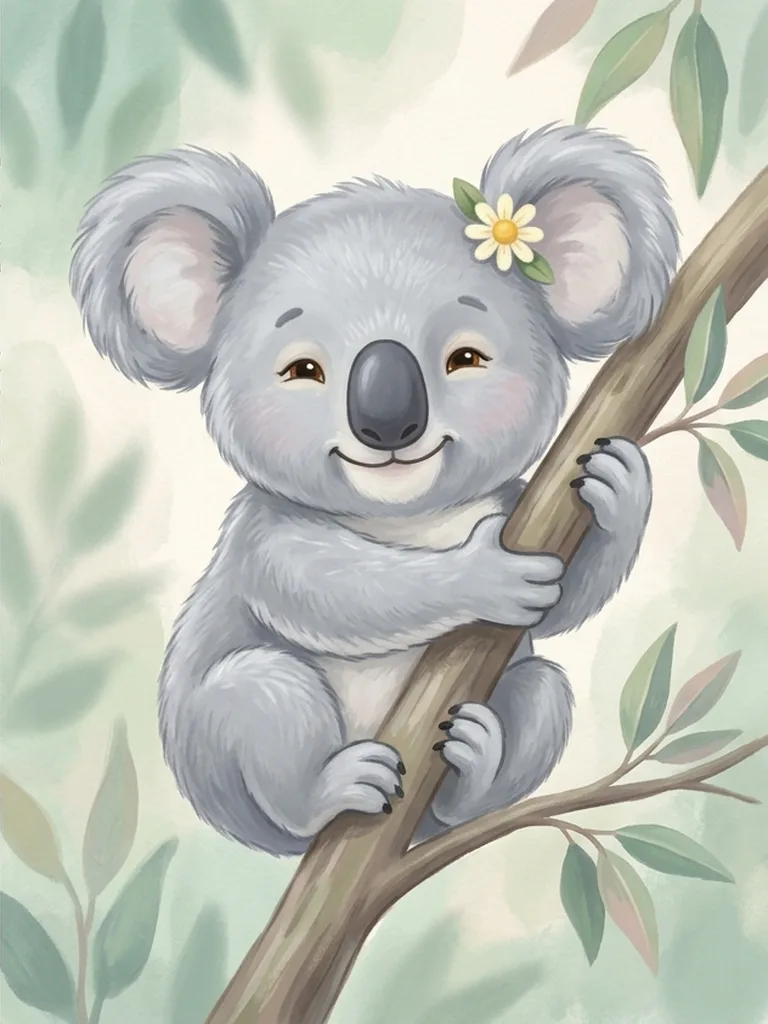 Modelo en color de koala para colorear, Coco