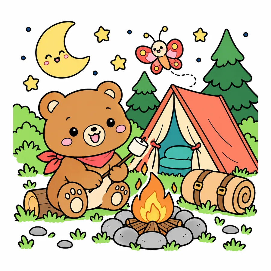 くまのぬりえのカラーのお手本