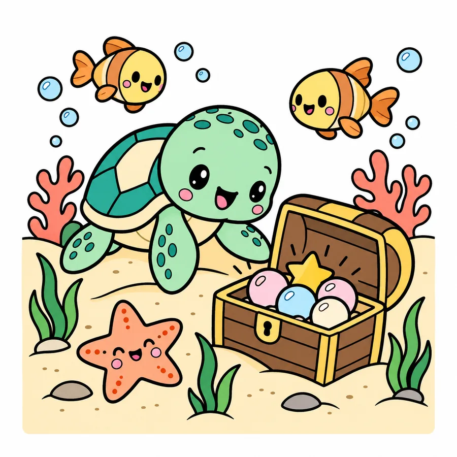 바다거북의 바닷속 보물 컬러 참고본
