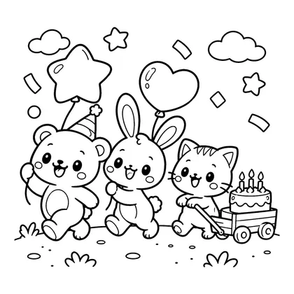 どうぶつのなかまの白黒ぬりえ線画