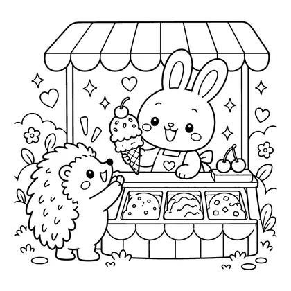 うさぎの白黒ぬりえ線画