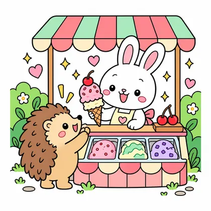 うさぎのぬりえのカラーのお手本