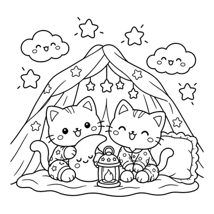 子猫の白黒ぬりえ線画