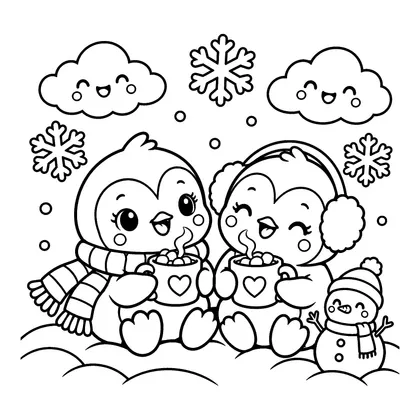 Dibujo en blanco y negro de pingüino para colorear