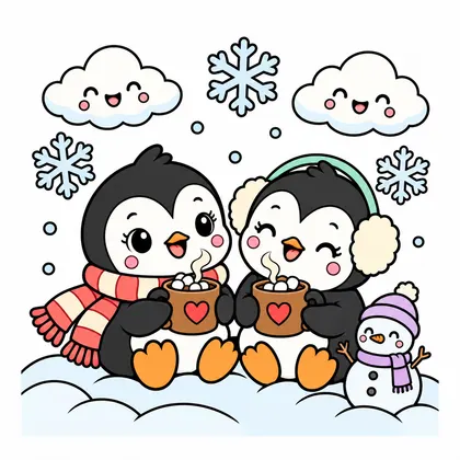 Modelo en color de pingüino para colorear