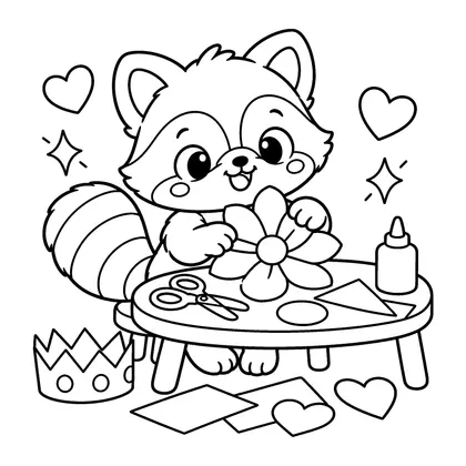 アライグマの白黒ぬりえ線画