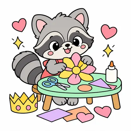 アライグマのぬりえのカラーのお手本