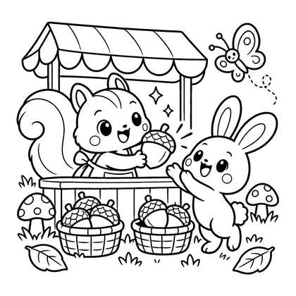 Dibujo en blanco y negro de ardilla para colorear