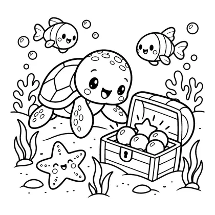 Dibujo en blanco y negro de tortuga marina para colorear