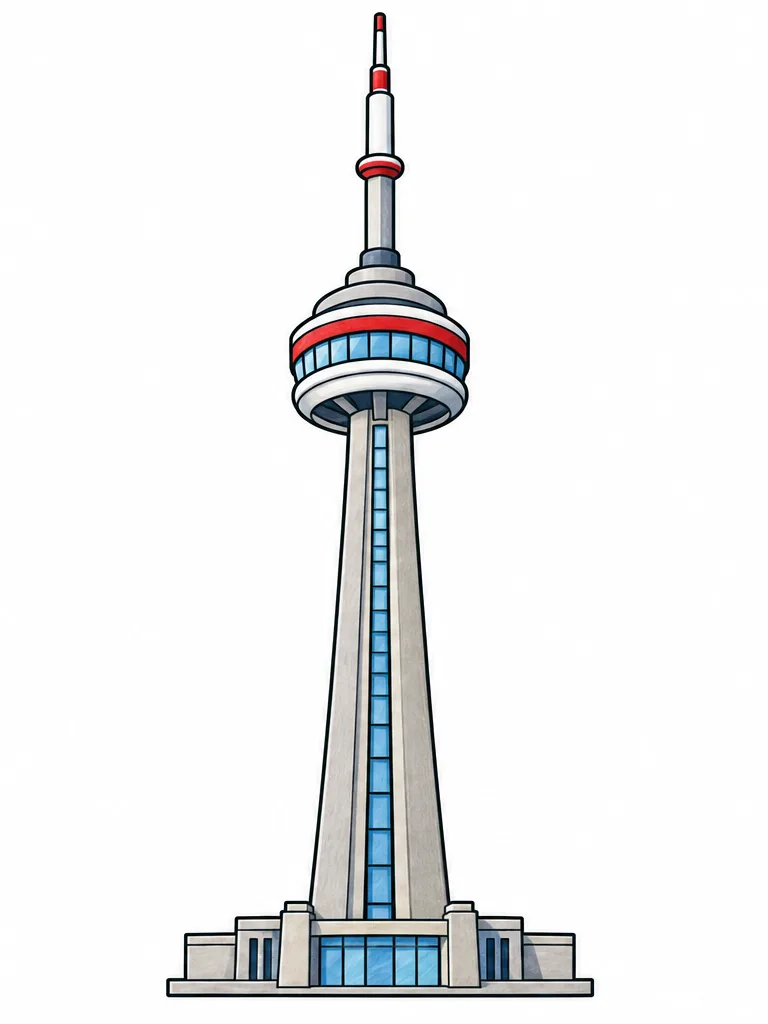Color reference of CN Tower, Canada on a white background