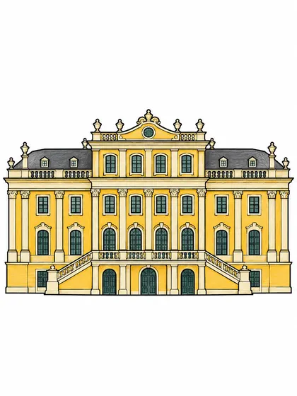 Color reference of Schönbrunn Palace, Austria on a white background