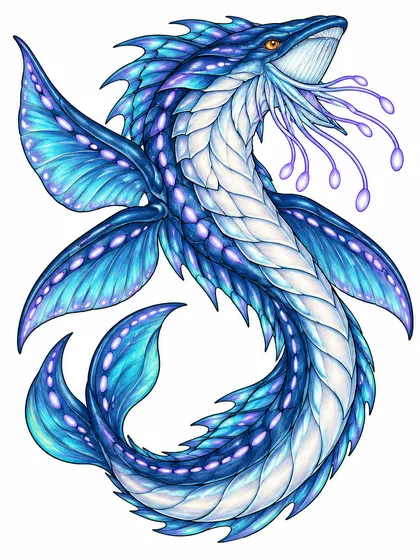 Color reference of Leviathor the Deep Leviathan in midnight blue, deep teal, cobalt, turquoise, violet