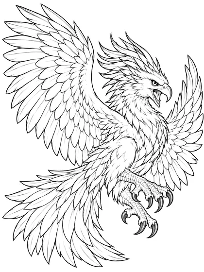 Black-and-white coloring line art of Rocara the Storm Roc on a white background