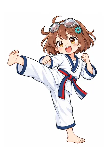 Color reference of Nari in South Korea taekwondo sportswear on a white background