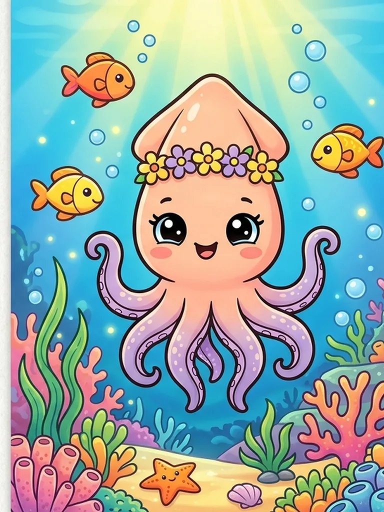Color reference of Jjongi the Dancing Squid, a cute squid