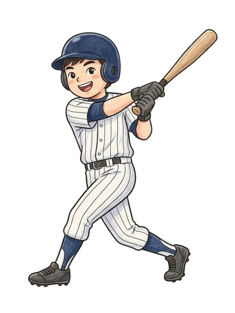Color reference of Baseball Batter Seungwoo in classic navy, pinstripe white, scarlet red, leather brown on a white background