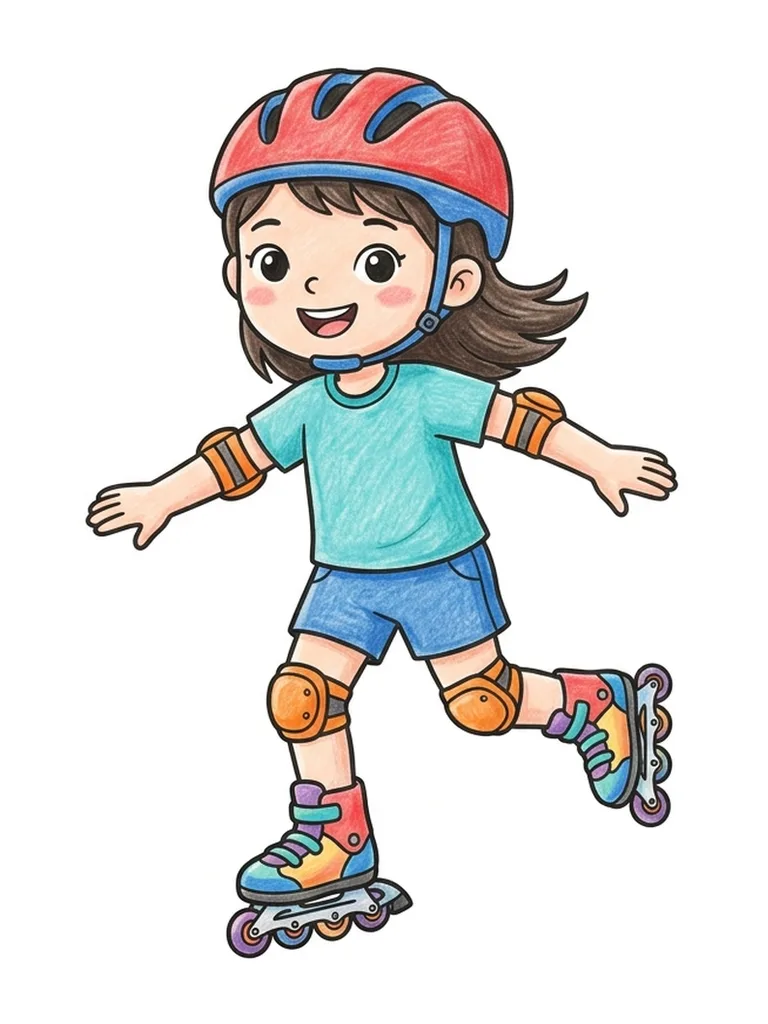 Color reference of Roller Skating Haeun in hot pink, vibrant cyan, violet purple, white on a white background
