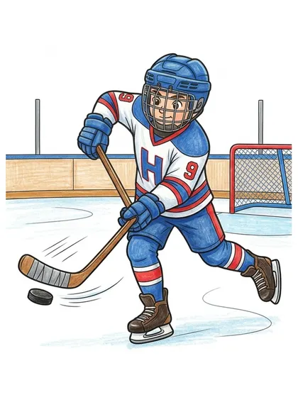 Color reference of Ice Hockey Slapshot Kyle in burgundy red, ice steel gray, navy blue, white on a white background
