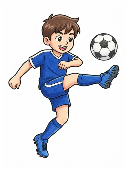Color reference of Soccer Striker Minwoo in royal blue, bright white, neon lime yellow, black on a white background
