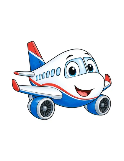 Color reference of Aero the passenger airplane character on a white background