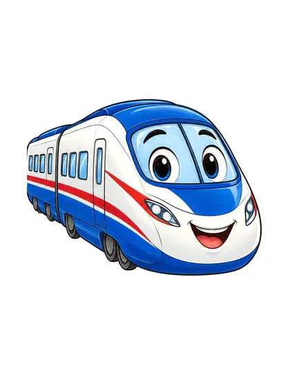 Color reference of Bolt the high-speed train character on a white background