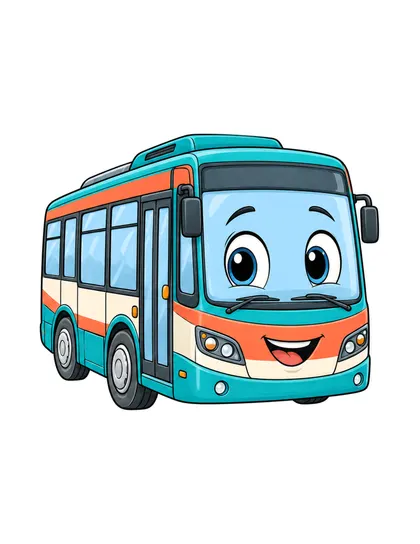 Color reference of Cito the city bus character on a white background
