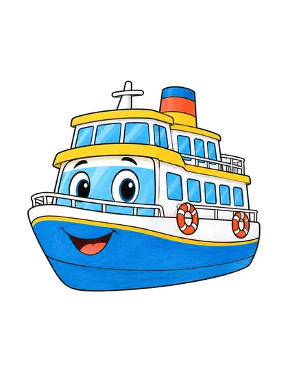 Color reference of Ferri the passenger ferry character on a white background