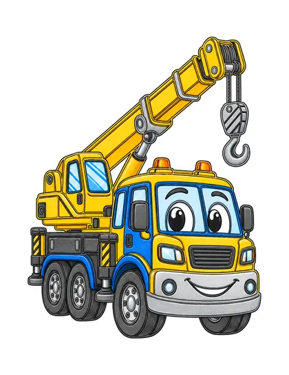 Color reference of Nopi the mobile crane character on a white background