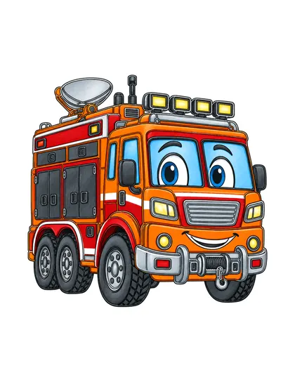 Color reference of Rex the rescue command truck character on a white background