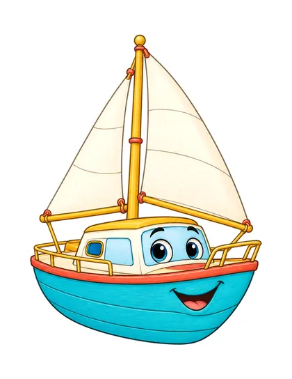 Color reference of Saily the sailboat character on a white background