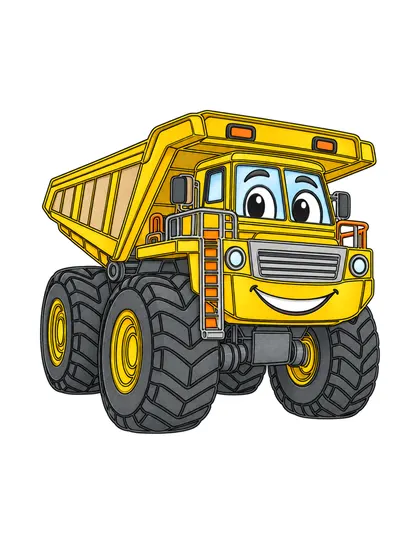 Color reference of Titan the mining haul truck character on a white background
