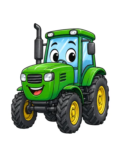 Color reference of Tori the farm tractor character on a white background