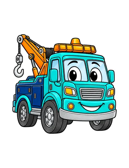 Color reference of Towi the tow truck character on a white background