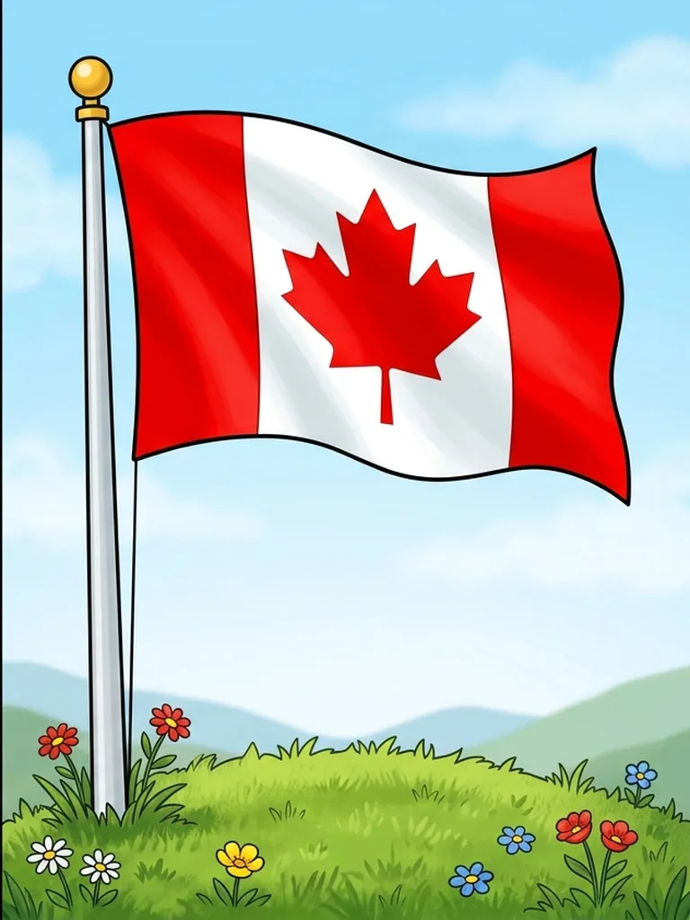 Modelo en color de bandera de Canadá para colorear