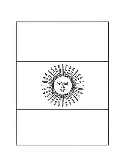 Black-and-white coloring page of the Argentina flag