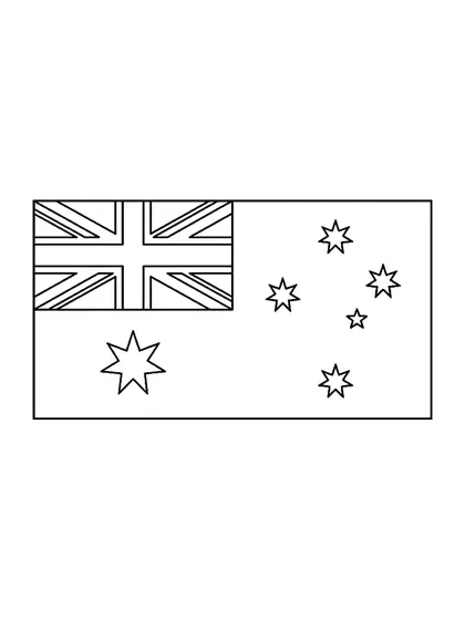 Dibujo en blanco y negro de bandera de Australia para colorear